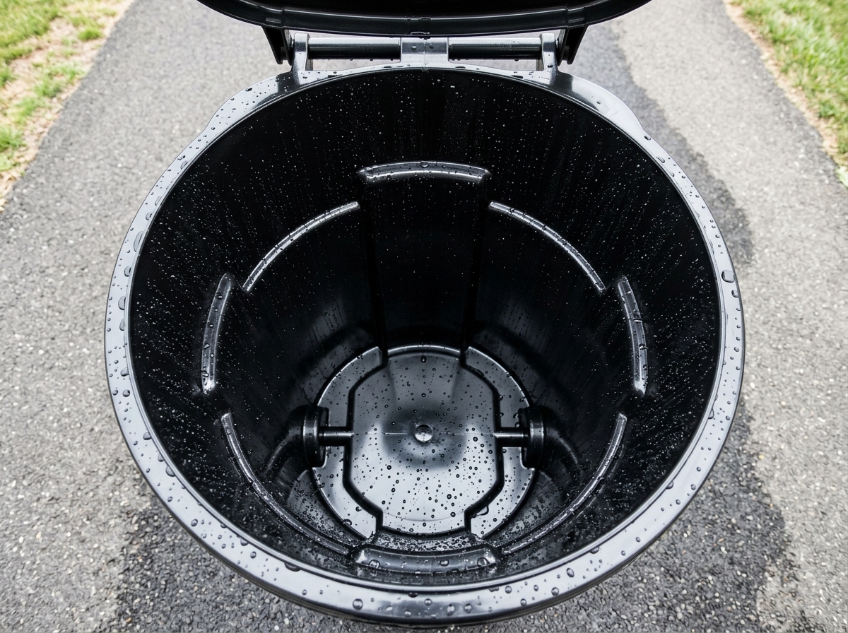 Interior of trash bin — pressure-washed spotless