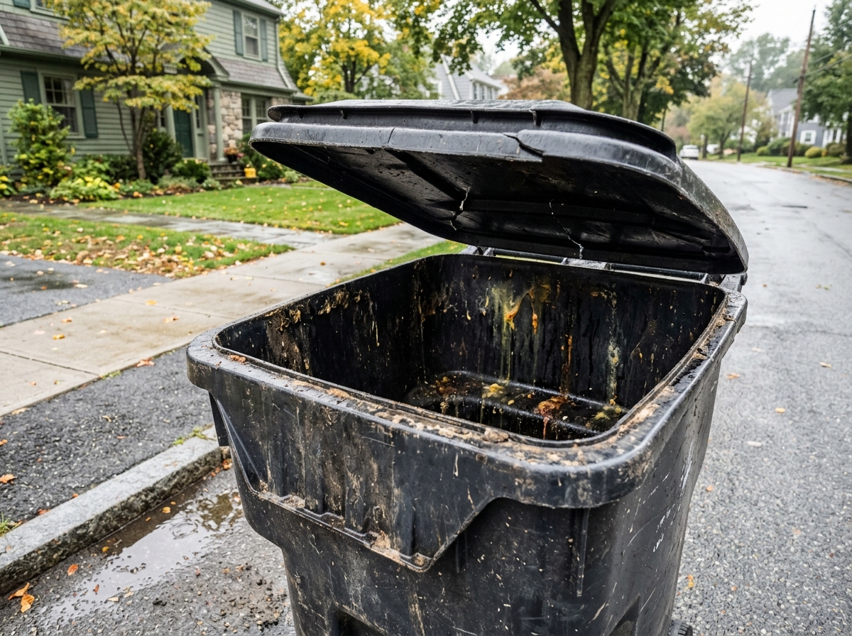 96-gallon trash bin before cleaning