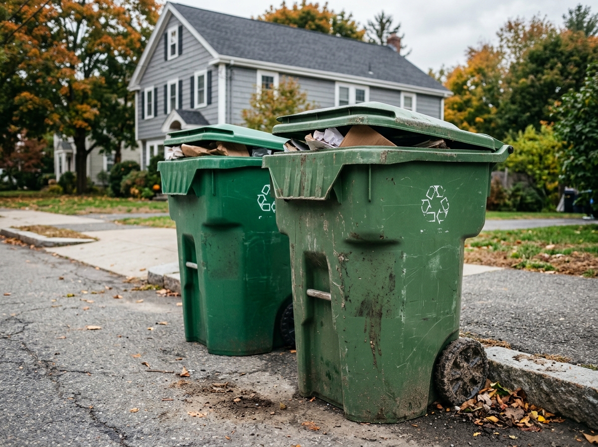 Recycling bins before cleaning