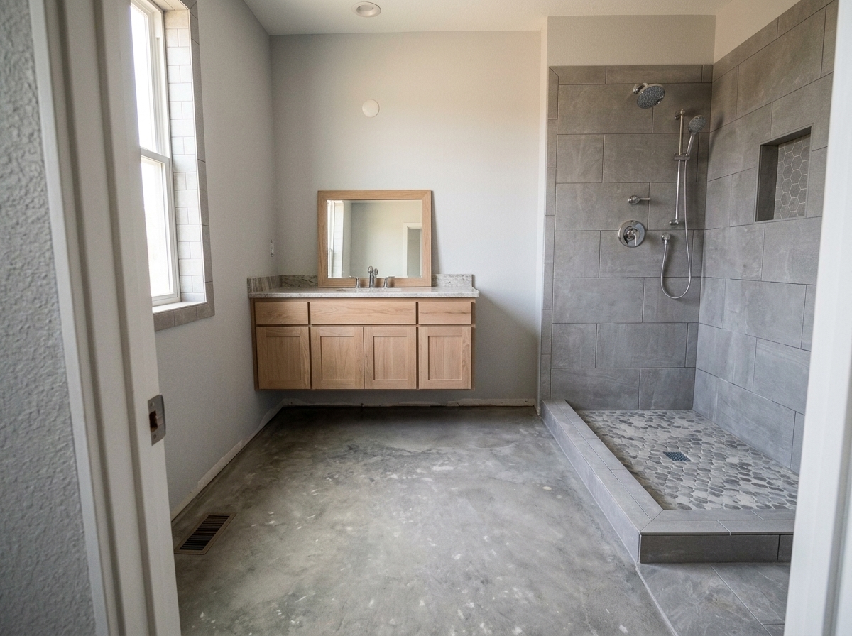 Bathroom after post-construction cleanup