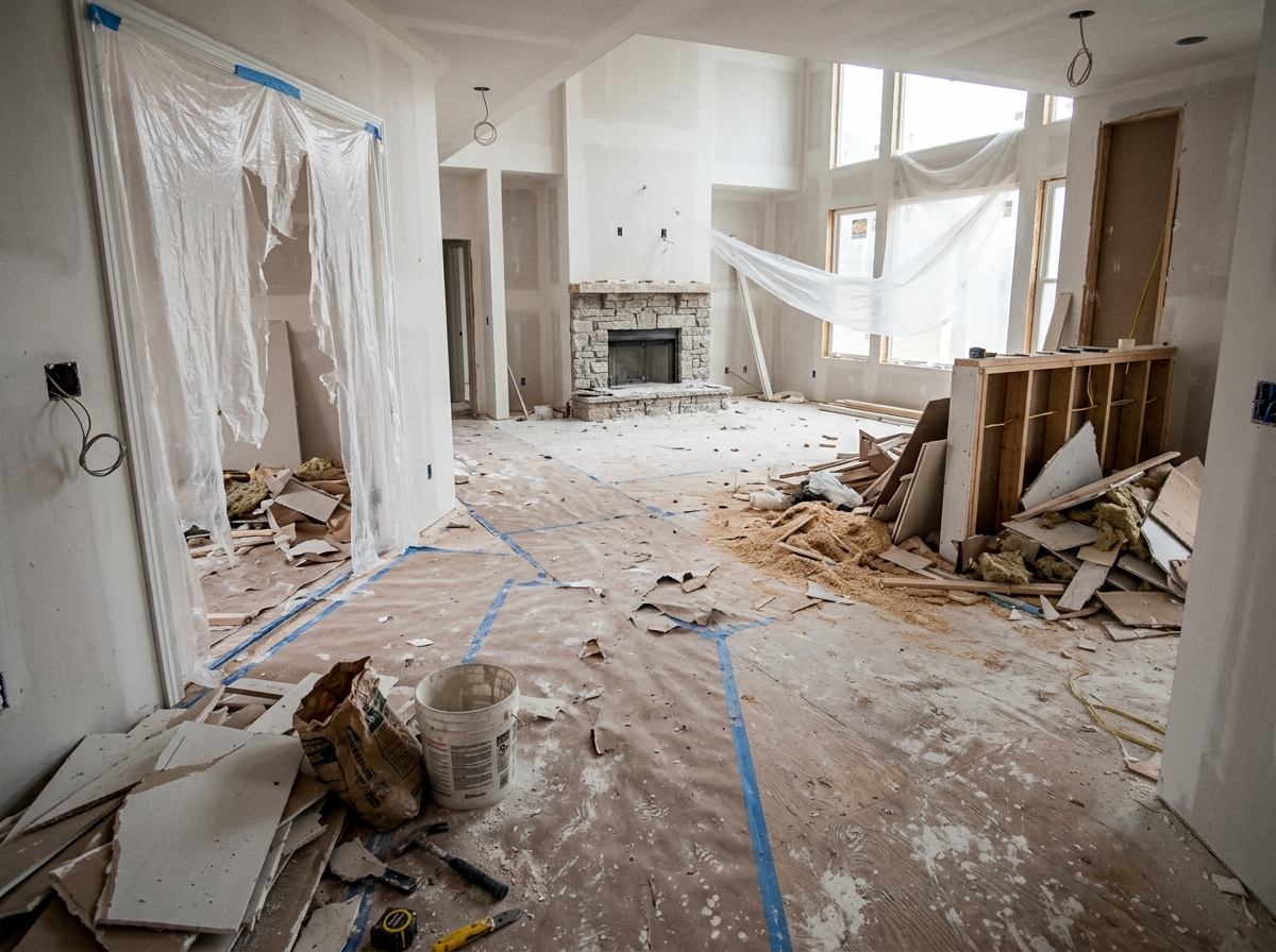 Post-construction luxury home before Blue Brick cleanup