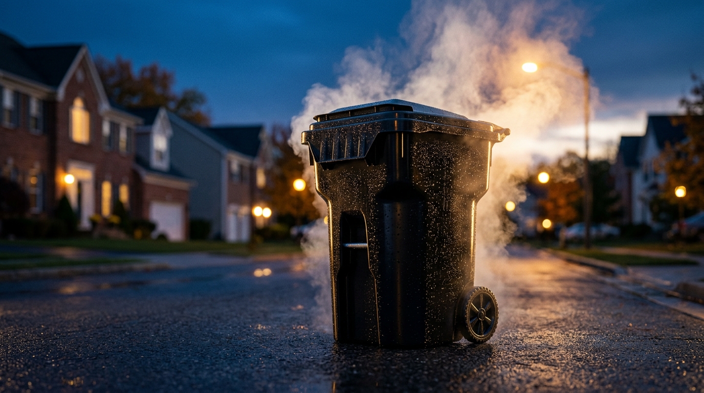 Clean community bins outside Boston-area condominium