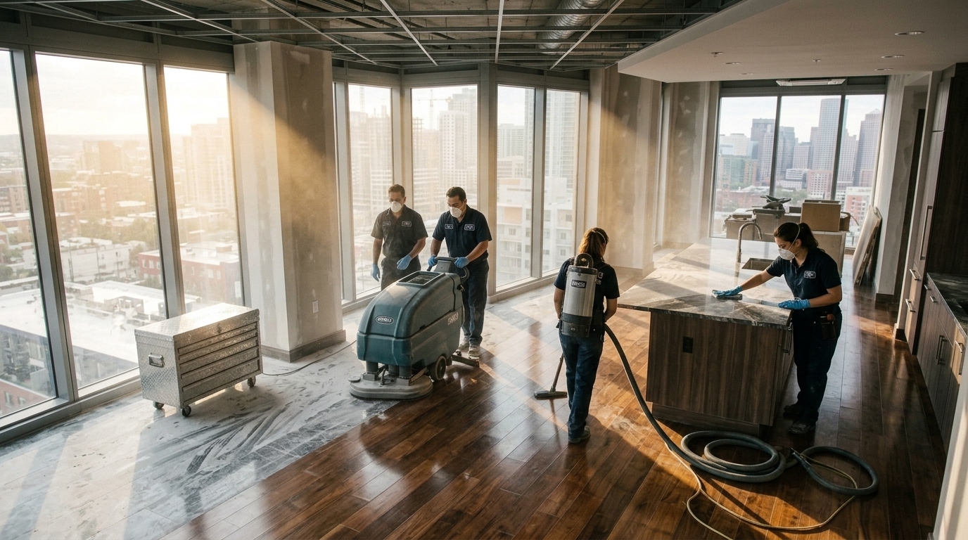Blue Brick post-construction cleaning team at work